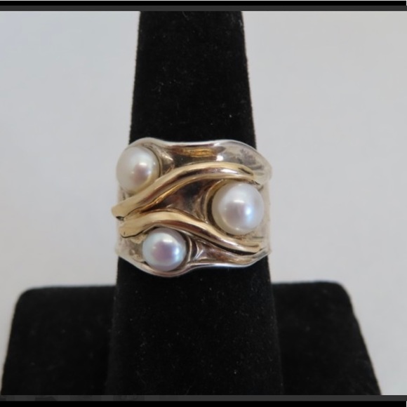 Hagit Gorali Sterling Silver & 14k gold Pearl ring - Picture 5 of 13